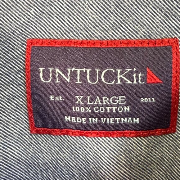 Untuckit Mens X-Large Gray Blue Button-Down Shirt  100% Cotton Long Sleeve - Picture 4 of 13